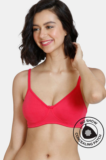 Buy Zivame Conceal Petals Double Layered Non Wired 3/4th Coverage T-Shirt Bra - Rose Red